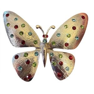 Vintage Butterfly Brooch with Austrian Crystal Accents